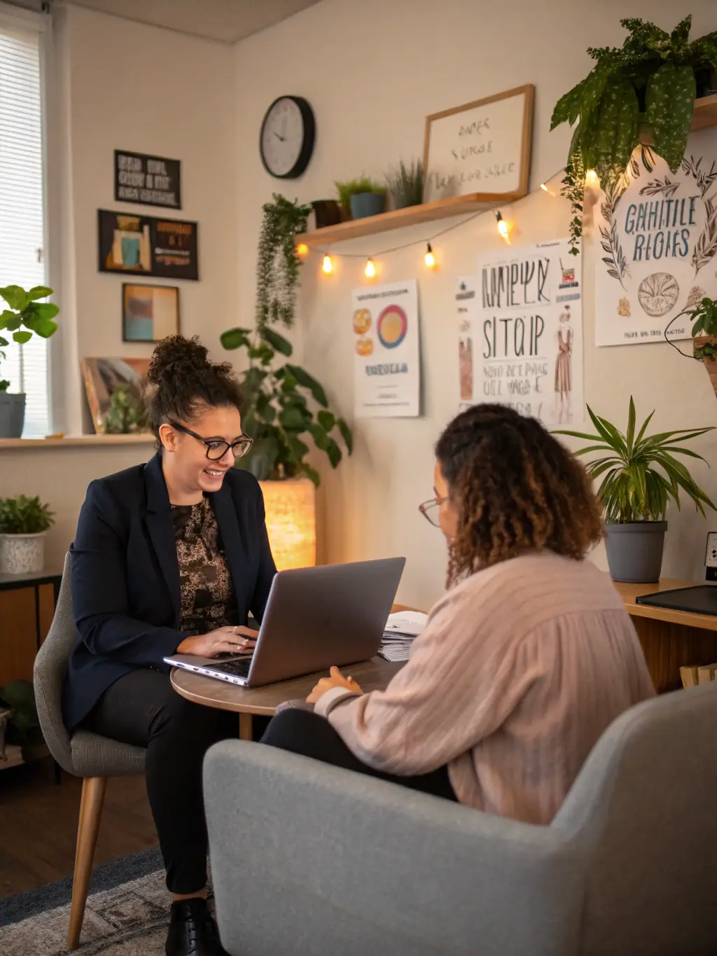A person working on their CV with a coach providing feedback, focusing on tailoring the CV to UK employer expectations.